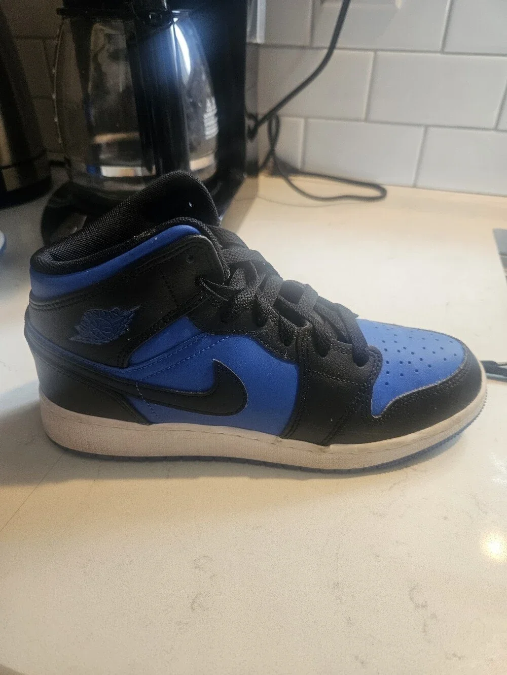 Nike Air Jordan 1 Mid - Youth 5 — Black/Royal Blue